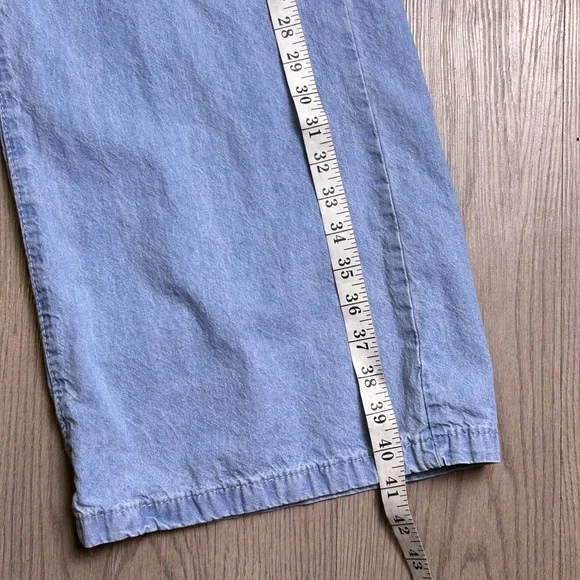 Women’s High Waist Wide Leg Light Blue Jeans 100% Cotton Size Medium - Picture 9 of 13
